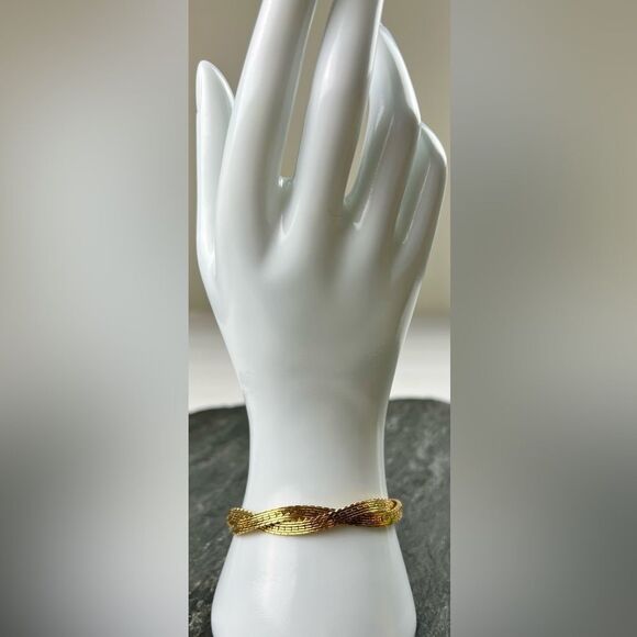 Vintage Monet Braided Gold Tone Braided Bracelet - Picture 3 of 8